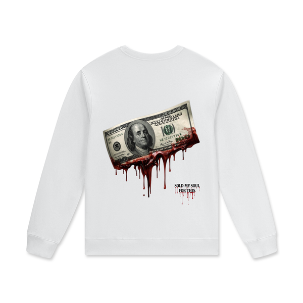 MoneyAddict Unisex White Cotton Pullover