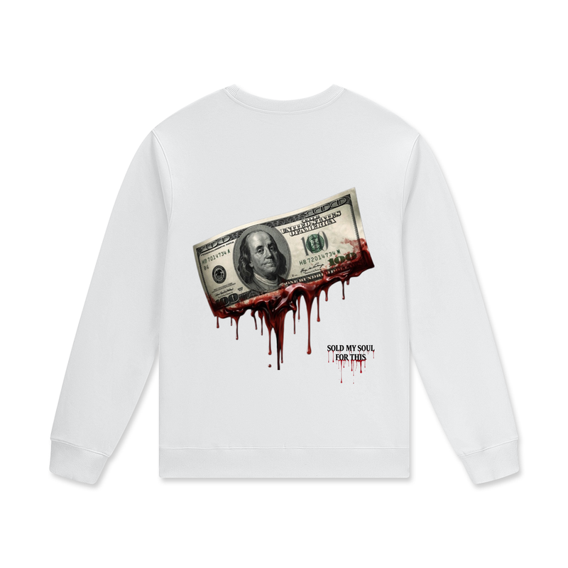 MoneyAddict Unisex White Cotton Pullover